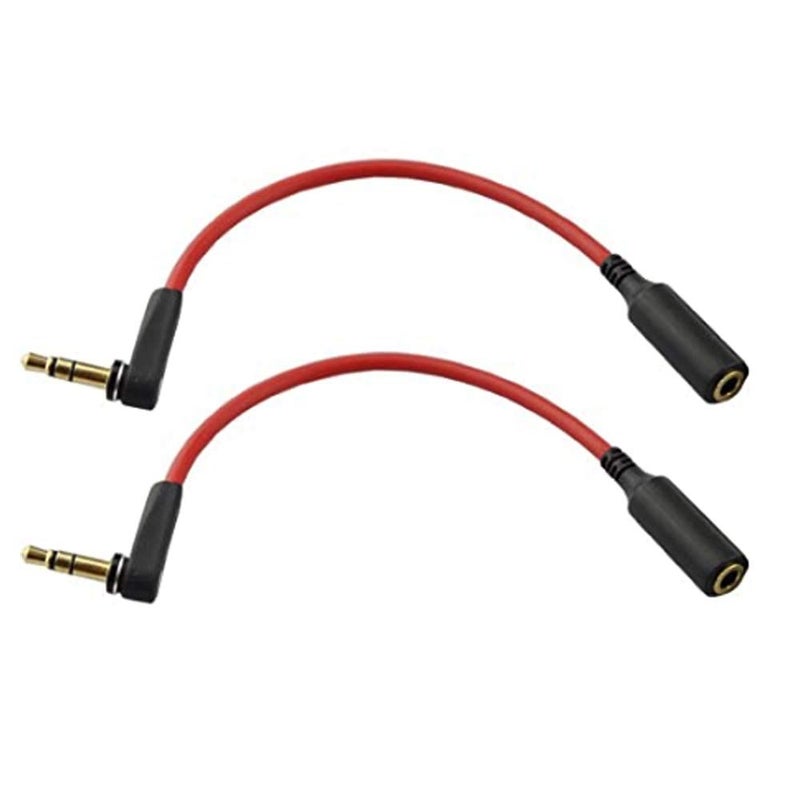 Seadream Aux Cord Extender Short 3.5mm Stereo Audio Extension Cable Angle Male to Female 6 inch Headphones Extension Cable Cord for Headset, iPhone, iPad, Smartphones, Tablets & More 2PACK - Image 1